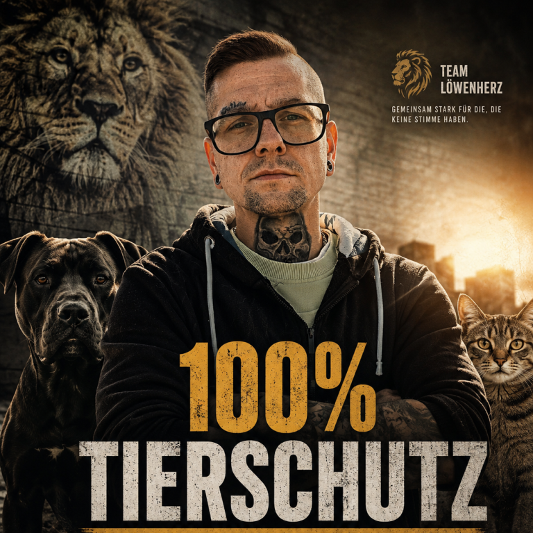 Geschäftsführer Alex Löwenherz von der Tierschutz Löwenherz gUG ist ein Hardliner Alex Löwenherz und 100% Tierschutz